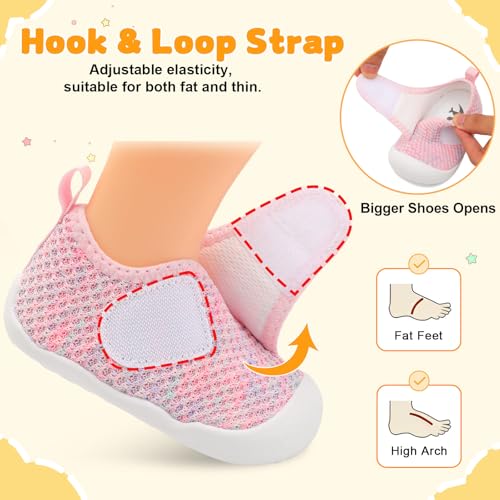 Image of FEETCITY Baby First Walking Shoes Wide Baby Shoes Infant Sneakers Newborn Crib Shoe Barefoot Lightweight Slip On Shoe