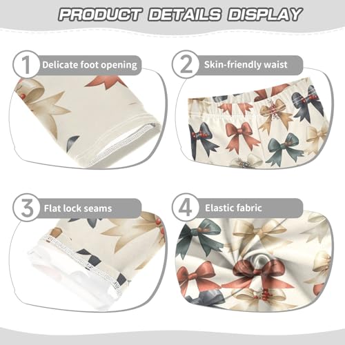 ZZKKO Girls Leggings Christmas Ribbons Toddler Girls Clothes Leggings for Girls Toddler Girls Leggings 3-4T3