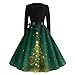 Womens Christmas Dresses Long Sleeve Cocktail Party 1950s Vintage Swing Dress V Neck A Line Retro Midi Dresses
