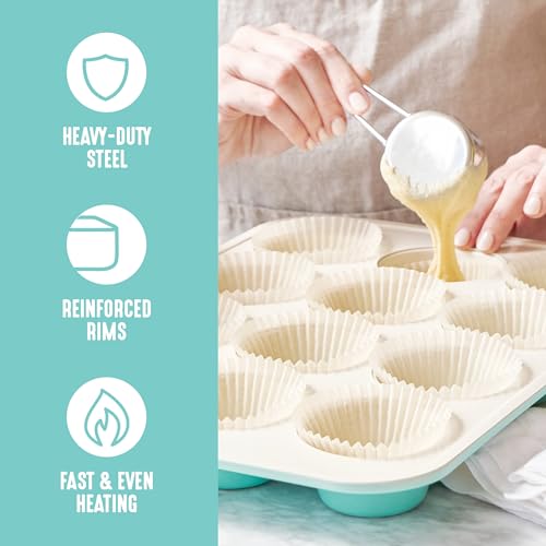 image for GreenLife 12-Cup Muffin Pan, Healthy Ceramic Nonstick Bakeware, PFOA &