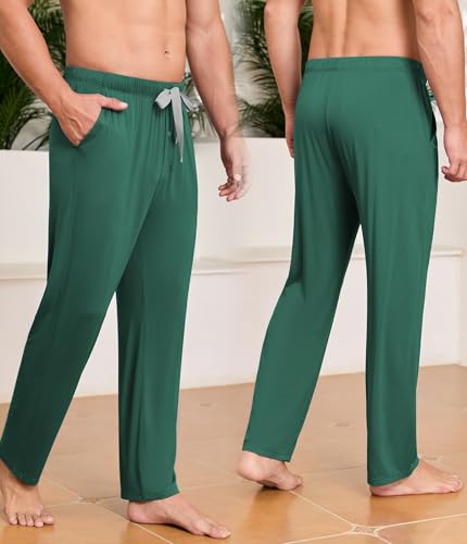 Image of CF Mens Pajama Pants Lightweight Bamboo Rayon Lounge Pants Soft Comfy Sleep Bottoms Long Pajama Pants with Pockets 2 Pack