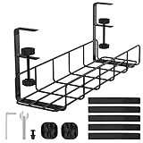 ideas para organizar cables escritorio 【Bandeja de Cables Debajo del Escritorio】Viene con 1 paquete de bandeja para cables construida de metal grueso, la bandeja para cables es súper resistente y duradera. Cada uno mide 40cm/15,7 ”de largo y 12cm/4,7” de ancho, organizan cables de datos, cables de alimentación, regletas de enchufes y fuentes de alimentación antiestéticos que plagan los escritorios de trabajo de hoy y se ocultan fuera de la vista.