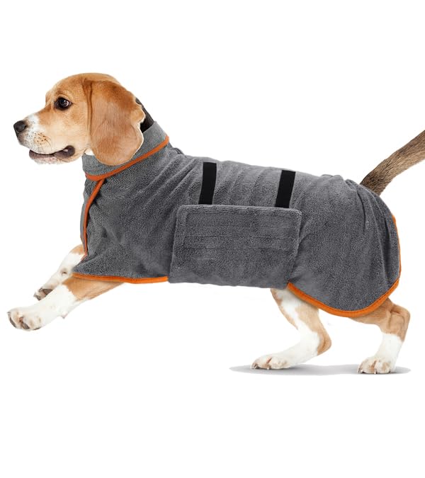 Ropa y Toalla de Secado Rápido para Perro, Bata de Baño Absorbente (M)