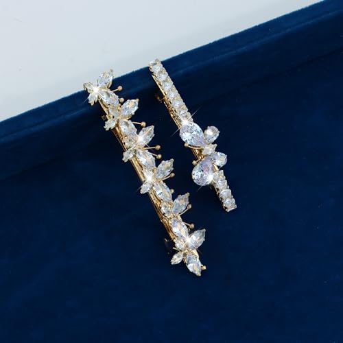 Pinzas doradas con diseño de mariposa de cristal
