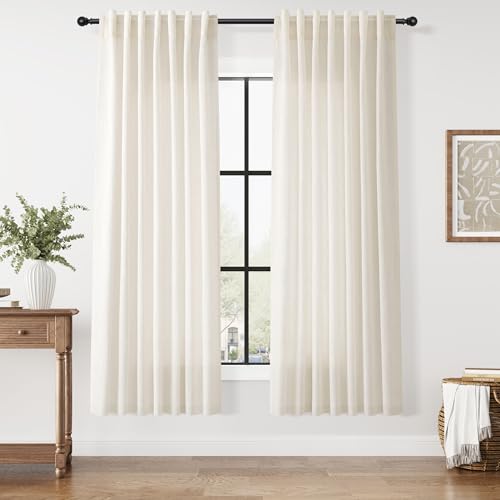 Image of Linen Curtains 72 Inch Long for Living Room Back Tab Modern Linen