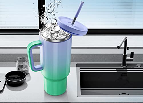 Meoky 40oz Tumbler with Handle, Leak-proof Lid and Straw, Insulated Coffee Mug Stainless Steel Travel Mug, Keeps Cold… - Image 6