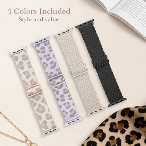 Image of Delidigi Stretchy Bands Compatible for Apple Watch Band Women 40mm 38mm 41mm 42mm 44mm 45mm 46mm 49mm, Nylon Braided Straps for iWatch Series 11 10 9 8 7 6 SE 5 4 3 Ultra 3 2 1