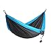 HONEST OUTFITTERS Double Camping Hammock with Hammock Tree Straps,Portable Parachute Nylon Hammock for Backpacking Travel 118L x 78W Inches Grey/Blue