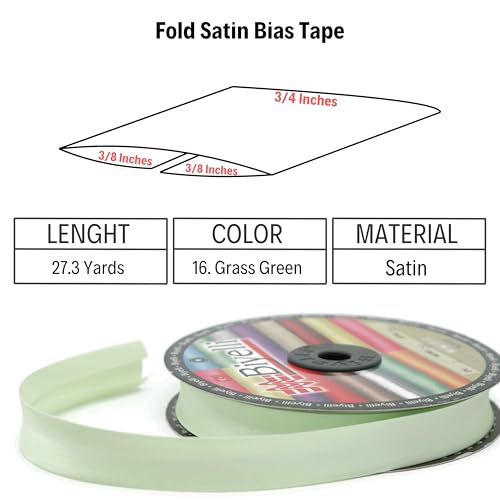 Image of Fold Satin Bias Tape - 99+ Colors - 3 /4 Inches Wide - 27 Yards - Fold Satin Binding Bias Ribbon Fabric Piping Bias Binding Tape for Sewing Clothing DIY BYS16