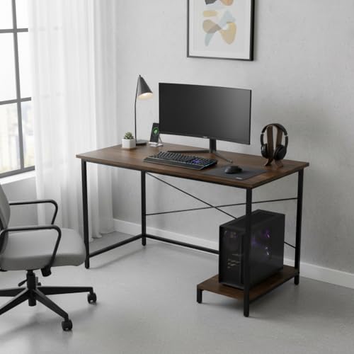 Image of RIZIK Store Folding Study Table | 36 inchx24 inch Computer Desk with Laminated Top & Metal Frame | Home Office, Bedroom, Study & Kids Room Warranty Protected (Wallnut Brown)