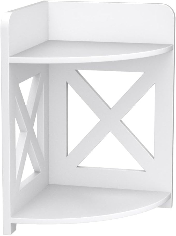 TuoxinEM Bathroom Corner Storage Cabinet, Floor Cabinet with 2 Doors, Freestanding Corner Organizer, Home Space Saver for Bathroom, Kitchen, Living Room (White)