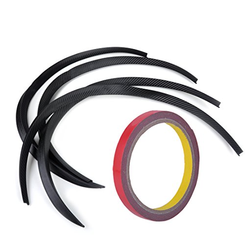 beler 4pcs 73cm Universal Car Truck Carbon Fiber Rubber Wheel Eyebrow Protector Lip Sticker Trim Fender Flare Anti-Scratch