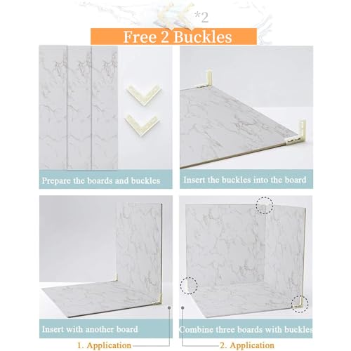 2 PCS Boards Photo Backdrop 2 Marbles Texture for Flat Lay, Food Photography Background 24x24 Inch, BEIYANG (Marble+Marble) …