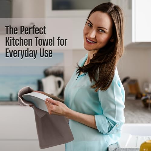 Björk Küchentücher Set Baumwolle Waffelstruktur, Geschirrtücher & Spültücher 4er Set, saugfähig, schnell trocknend & fusselfrei, 50x70 cm, Wiederverwendbare Küchentücher Farbenmix