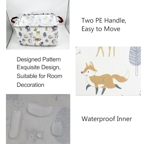 Image of Rectangle Storage Basket Cute Canvas Organizer Bin for Pet /Children Toys, Books, Clothes Perfect for Rooms /Playroom (Fox)