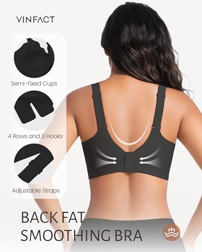 Vinfact Push Up Bras Scalloped Lift Bras for Women No Underwire Seamless Support Everyday Tshirt Bras Black XL - 5