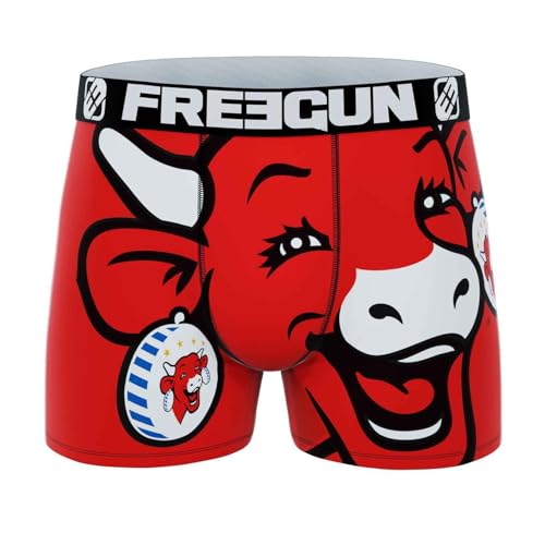 FREEGUN Boxer Homme Microfibre La Vache Qui rit (L, Big Rouge)