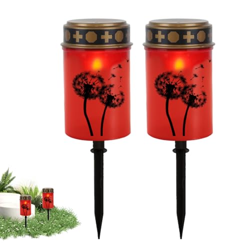 Luci tombali, lampada del cimitero | Set di lampade da da 2 - Illuminazione a LED impermeabile per il cimitero del giardino