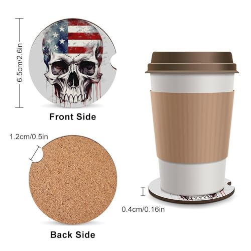Portavasos para carro con diseño bandera y calavera miniatura 2