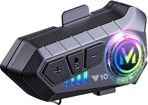 Fone de Ouvido Para Capacete Bluetooth Headset RGB Sem Fio, Interccomunicador de Capacete, Comunicador Para Capacete (Hard Mic)