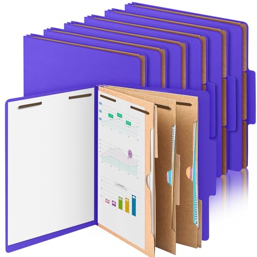 Skyygemm 12 Pcs Classification Folders 3 Pocket Dividers Letter Size Employee File Folder with 2 Prong Fasteners 2 in Expansion Pressboard Medical Document Organizers Bulk for School Office(Purple) by Skyygemm - Used condition - US$38.66