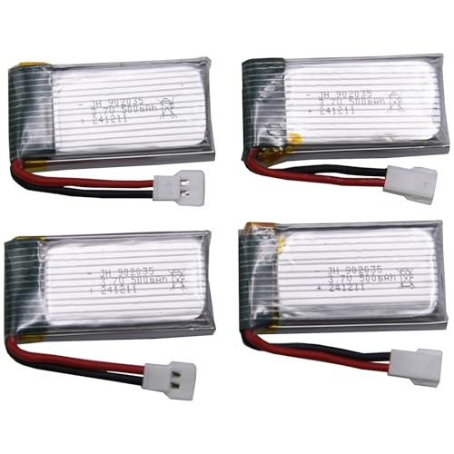 Blomiky 4 Pack 3.7V 500mAh 1.85Wh 25C MX2..0 Plug Lipo Battery and Board Box Suitable for Q9S Syma X5C X5 RC Quadcopter Drone and Some Remote Control Aircraft Sharks / 3.7V 500mAh *4