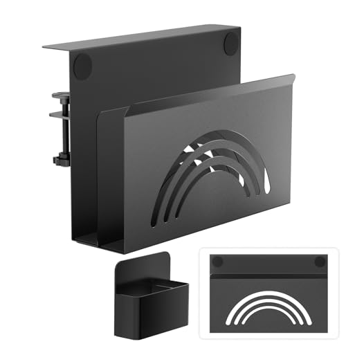 Onemake Desk Side Storage, 2-Tier No Drill Laptop Holder, Clamp on Desks Shelf with Magnetic Pen Holder, Hanging Desk Organizer for Home Office, Fits Flat Edge Tables 0.4" to 2.3" by Onemake - Image 9