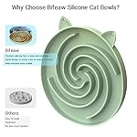 Silicone Slow Cat Bowl Feeder - Cat Slow Feeder Dry Wet Food for Healthy Eating - Easy to Clean (Green and Blue) - Image 2