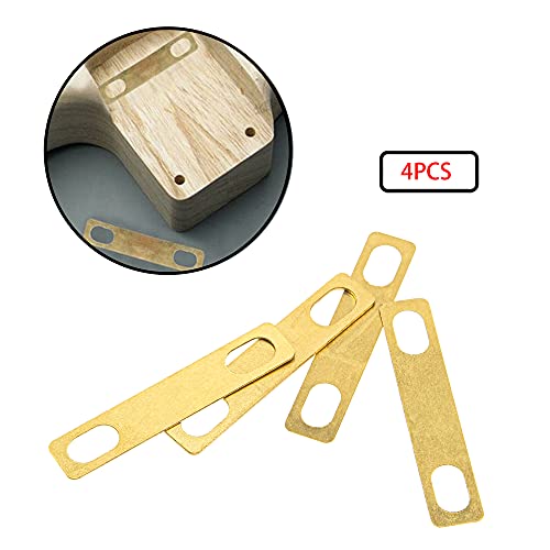 4Pcs Yootones Guitar Neck Shims 2Pcs 0.2Mm, 1Pcs 0.5Mm & 1Pcs 1Mm Thickness Brass Shims Compatible With Guitar Bass Bolt-On Neck Repair(Gold) #TOP4