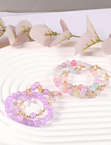 Pipitree 10Pcs Beaded Crystal Bracelets For Women, Bohemian Stackable Bead Bracelets With Butterfly Charm Multilayered Bracelet Pack Handmade Jewelry Gift #TOP5