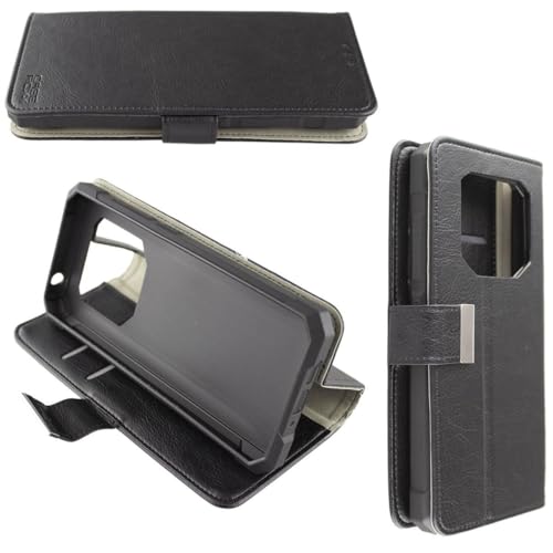 caseroxx Bookstyle Handytasche für Oukitel K15 Plus in schwarz – Klapphülle mit Kreditkartenfächern, Magnetverschluss, Standfunktion und R&umschutz für Bildschirm & Gehäuse