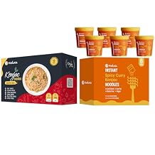 Hethstia Spicy Curry Konjac Soup Cups & Angel Hair Shirataki, 6-Pack Instant Low Calorie Pho Noodle Soup with 10-Pack Ready-to-Eat Low Carb Konjac Pasta, Keto, Gluten-Free, Sugar-Free, Healthy Meals