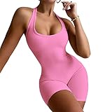 ECHOINE Sexy Bodycon Jumpsuit for Women Short One Piece Sleeveless Bodysuit Romper Summer Clubwear P