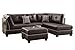 Poundex F6973 Bobkona Viola Faux Leather Left or Right Hand Chaise Sectional Set with Ottoman (Pack of 3), Espresso