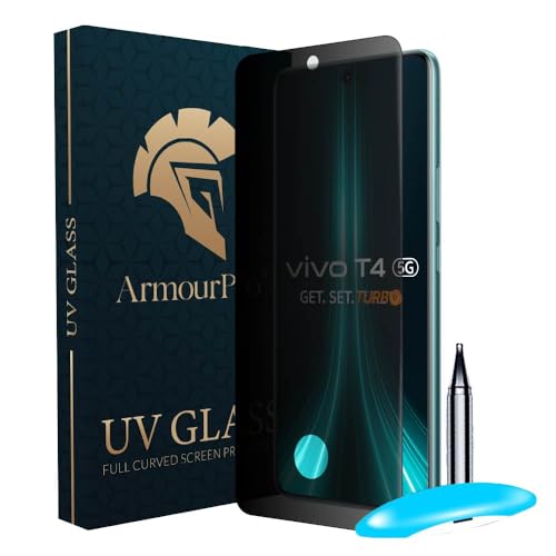 Image of ArmourPro UV Privacy Tempered Glass Screen Protector for Vivo T4 (6.77 Inch, Pack of 1) Edge to Edge Full Screen Coverage | Anti-Spy, Anti-Peeping & 9H Hardness Glass