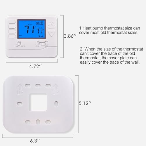Suuwer S725 Thermostat and Cover Plate Dimensions