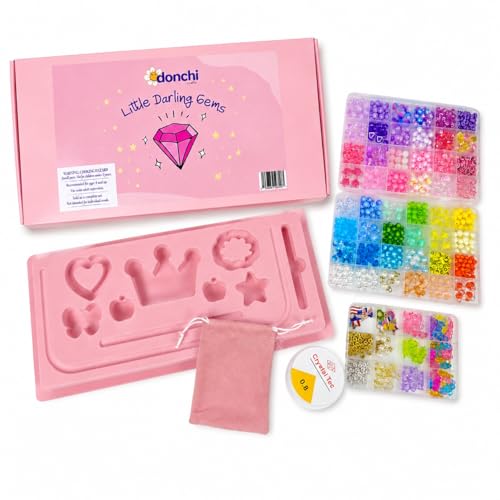 Donchi Little Darling Gems - Bracelet Making Kit - Jewelry Making Kit - Friendship Bracelet Kit - Bracelets Beads - 2 Bead Kits Cases - 1 Charm Case - Maker Table -Elastic, Waxed Thread & Storage Bag by Donchi - Used condition - US$12.84