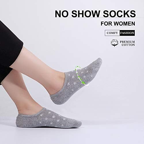 No Show Socks for Women - 6 Pairs Cotton Low Cut Liner Casual Non Slip Breathable Ladies Socks for Sneaker Loafers Trainer