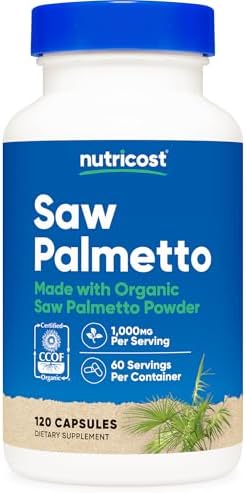 Nutricost Saw Palmetto 1000mg, 120 Capsules - CCOF Certified Made with Organic Saw Palmetto, Vegetarian Friendly, 60 Servings, 500mg Per Capsule, Gluten Free