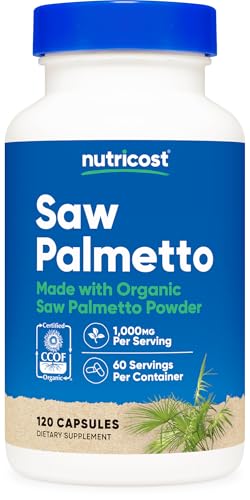 Nutricost Saw Palmetto 1000mg, 120 Capsules - CCOF Certified Made with Organic Saw Palmetto, Vegetarian Friendly, 60 Servings, 500mg Per Capsule, Gluten Free