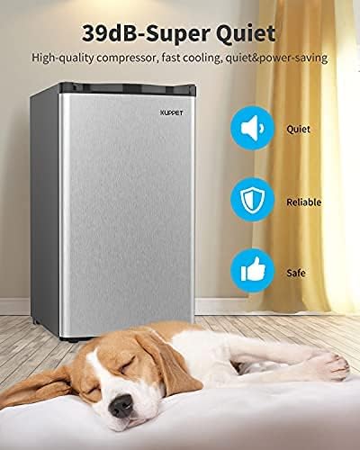 Single Door Mini Fridge, 3.2 Cu.Ft,Compact Refrigerator-Small Drink Food Storage Machine for Dorm, Garage, Camper, Basement or Office, Stainless Steel, silver, 17.5 x 19.1 x 31.2 inches