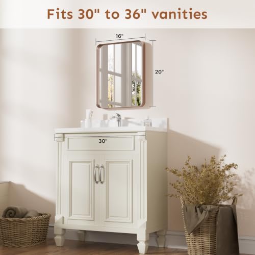 Image of Kosmonia 20x16 Inch Bathroom Vanity Mirror Brushed Rose Gold