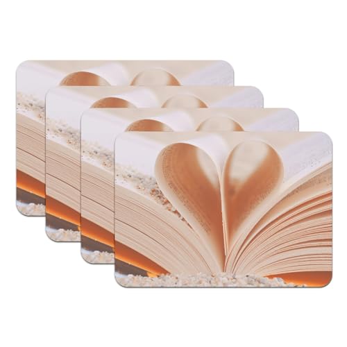 Sets de table en caoutchouc grand format durables et imperméables motif cœur