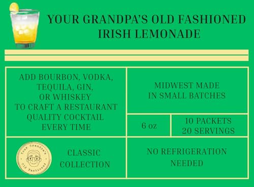 Irish Lemonade Cocktail Mix – Refreshing Citrus Drink Mixer, Just Add Whiskey, Easy Cocktail Packets, Summer Cocktail Kit, Shelf Stable, Travel Friendly