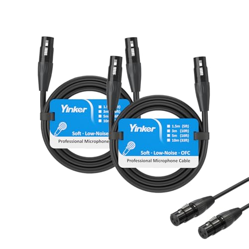 Yinker Lote de 2 cables de micrófono XLR hembra a hembra 1,5 m