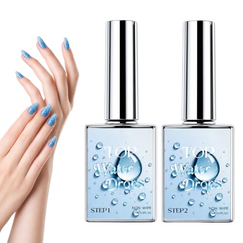 PVZXR 3D Water Drop Gel Top Coat Set Nail Art Finish with Gloss Sealing