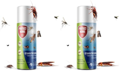 Insecticida descarga total, automático, ideal frente a insectos voladores y rastreros en lugares de difícil acceso. Fácil de usar y eficaz. (Paquete de 2)
