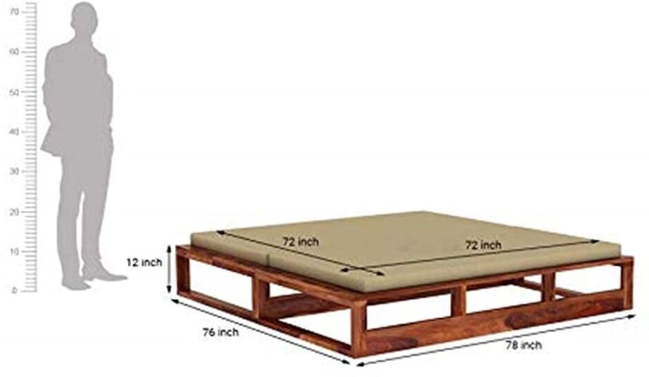 Image of Bed Solid Sheesham Wood for Your Bedroom Delivery Condition-DIY(Do-It-Yourself) Solid Wood King Bed (Finish Color - Honey Finish, Delivery Condition - DIY(Do-It-Yourself))