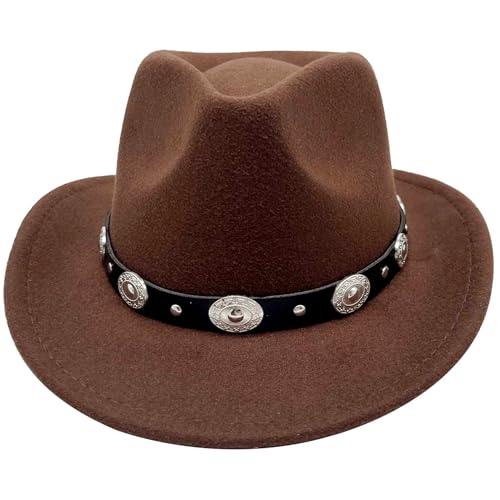 IZUS Kids Western Cowboy Hat Black Felt Cowgirl Hat Brown Western Party Hat for Boys-Girls 4-8Years3