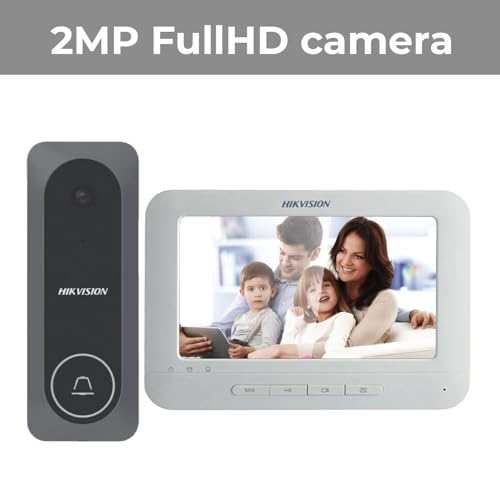 Image of HIKVISION DS-KIS205T Wired Video Door Phone Kit | 7-Inch Indoor Monitor | HD Outdoor Doorbell Camera | Built-in Mic & Speaker | Noise Reduction | Night Vision | One-Touch Unlock Function
